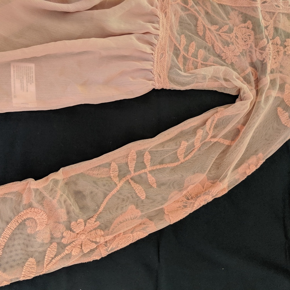 Long Sleeve Embroidered Lace Top